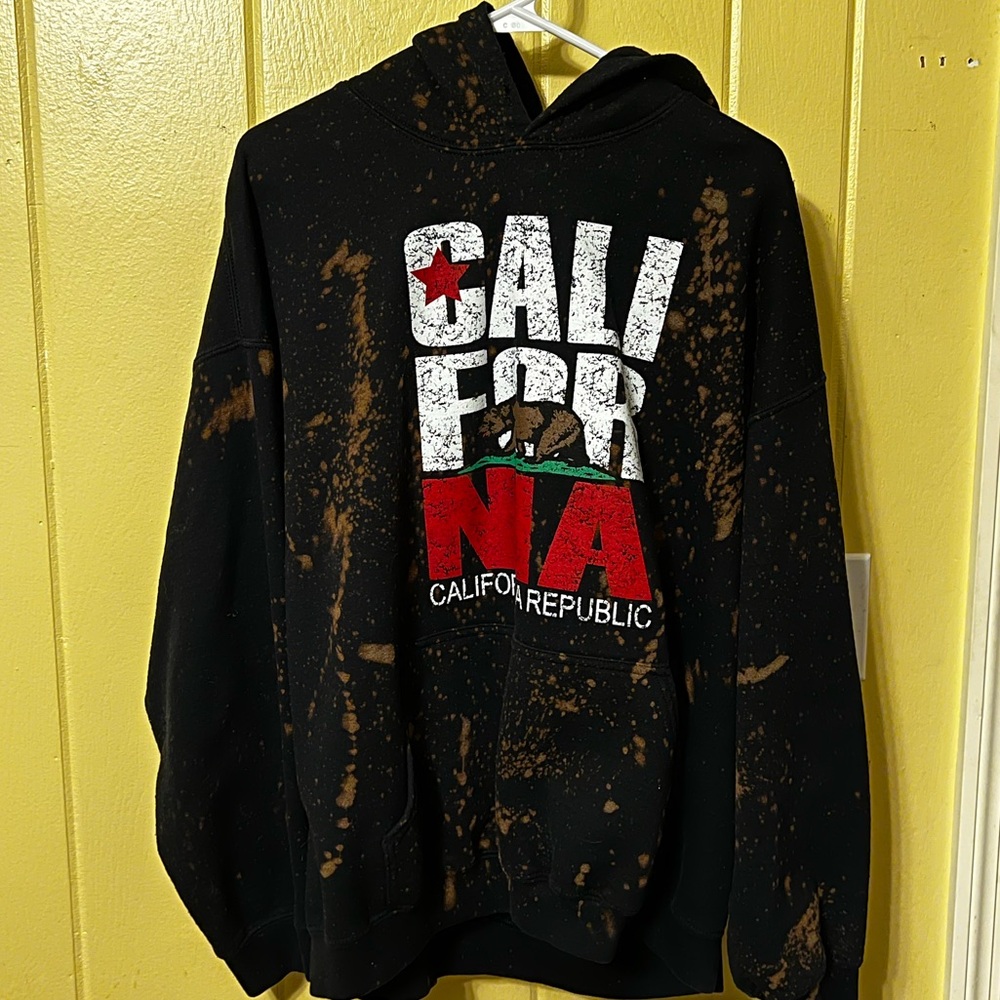 LAST CALL California Republic Black Tie Dye Splatter Hoodie Size L - Picture 11 of 14